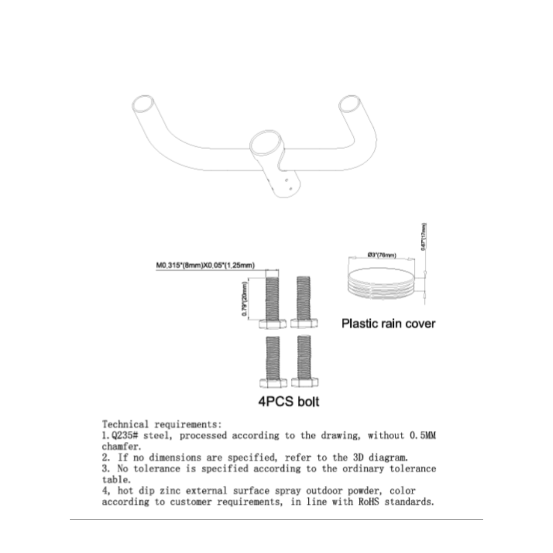 180° Double Bullhorn Light Pole Brackets - AHA Lighting LED