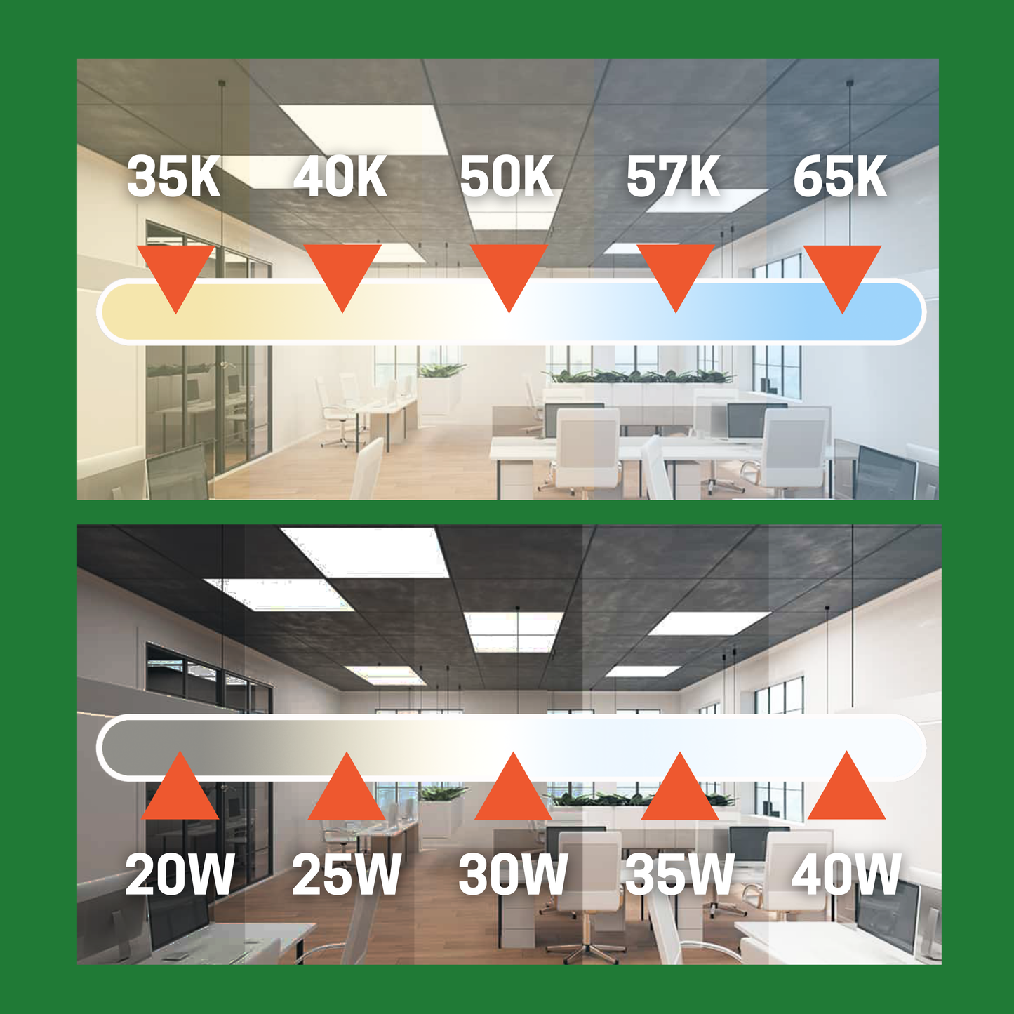 4 Pack 2X2 40W LED Panel Light Wattage & CCT Tunable - AHA Lighting LED
