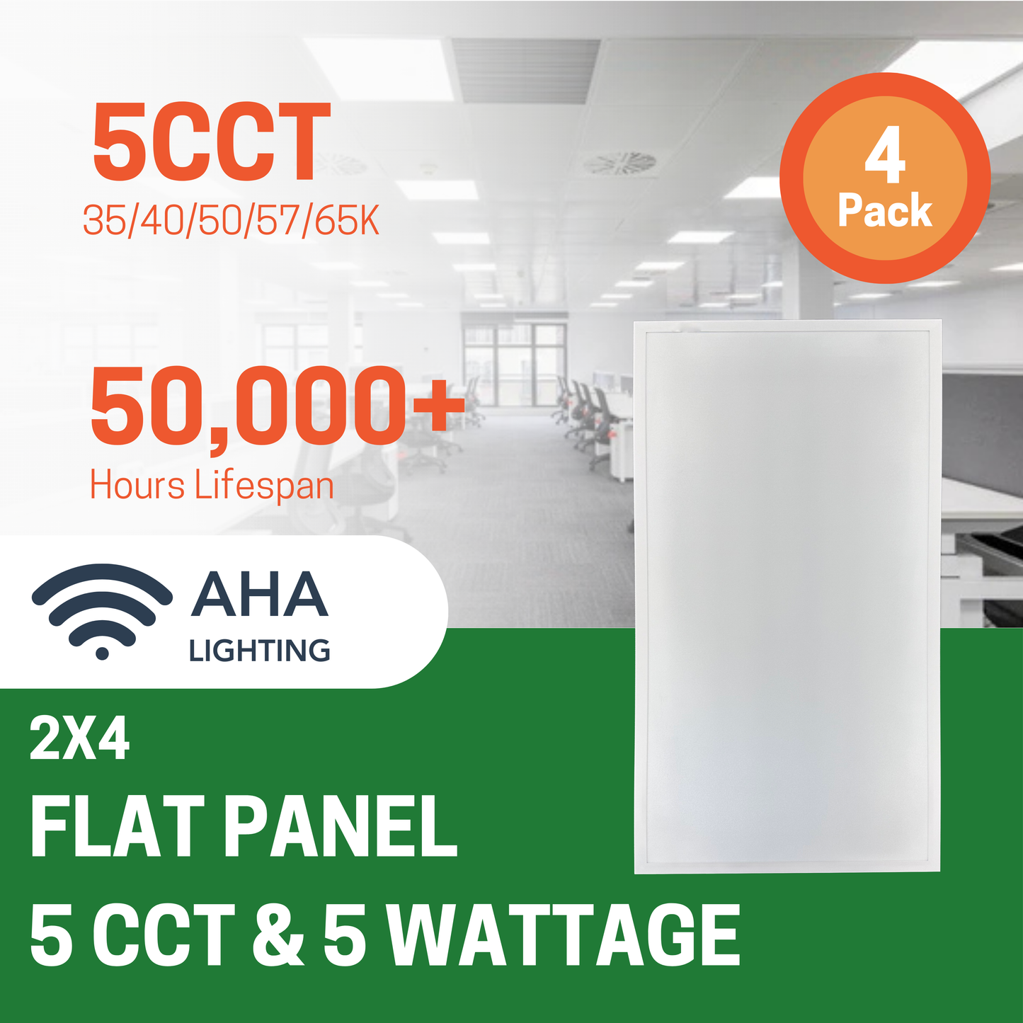4 Pack 2X4 40W LED Panel Light Wattage & CCT Tunable - AHA Lighting LED