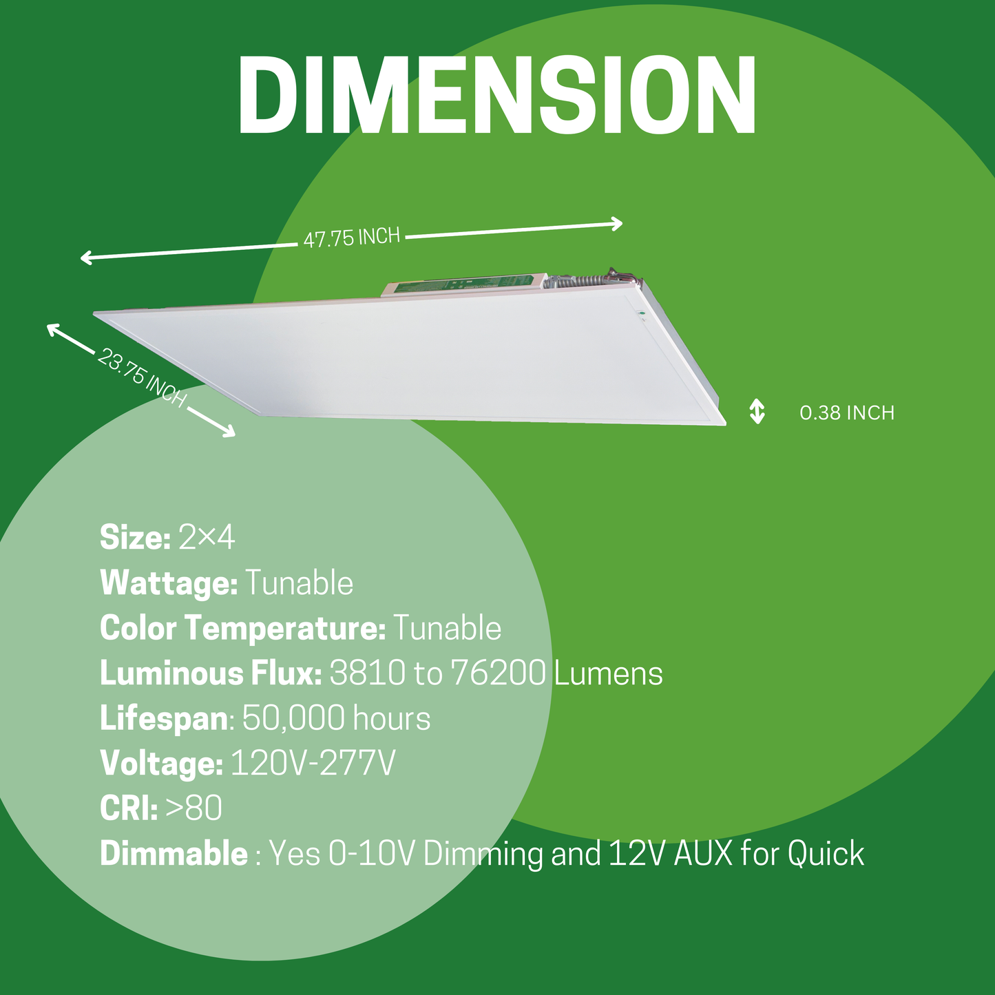 2 PACK 2X4 LED PANEL LIGHT WITH PRE-WIRED EMERGENCY BATTERY BACKUP WATTAGE & CCT TUNABLE - AHA Lighting LED