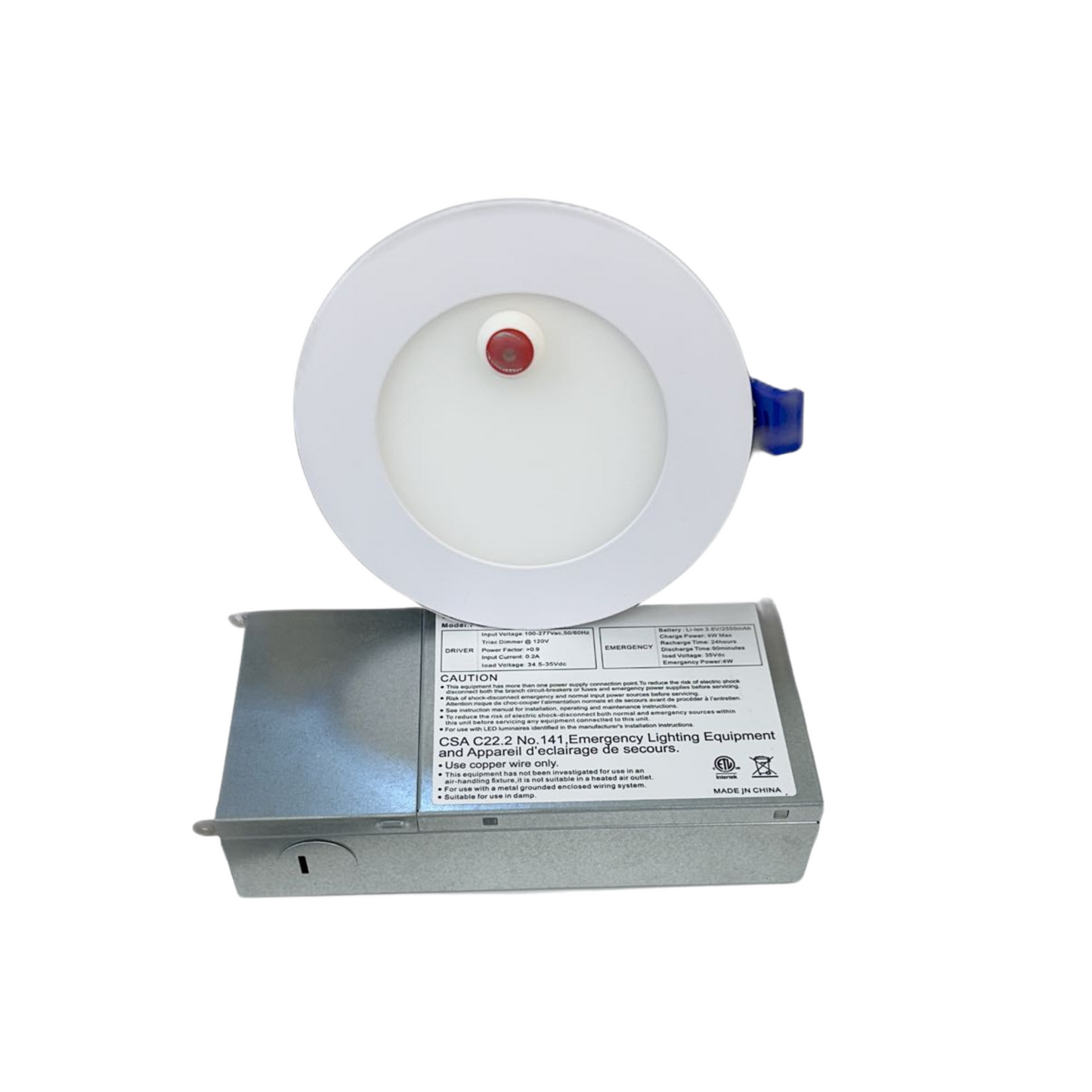 4" 9W SLIM DOWNLIGHT WITH 4W EMERGENCY BATTERY BACKUP 2700/3000/3500/4000/5000K CCT TUNABLE - AHA Lighting LED