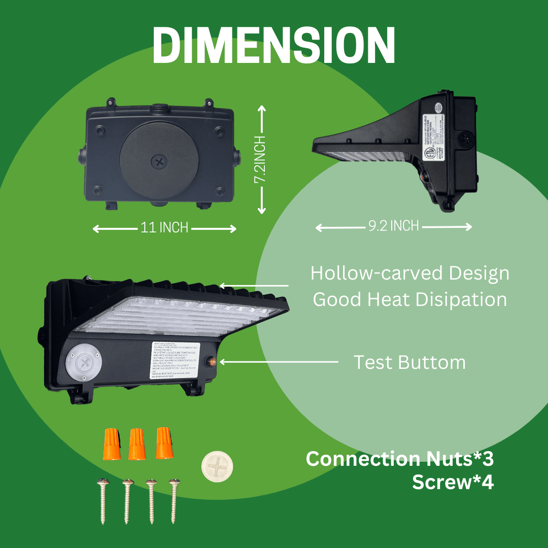 80W FULL CUTOFF WALL PACK, 5000K CCT, INTEGRATED PHOTOCELL, EMERGENCY BATTERY BACKUP, MOTION SENSOR - AHA Lighting LED