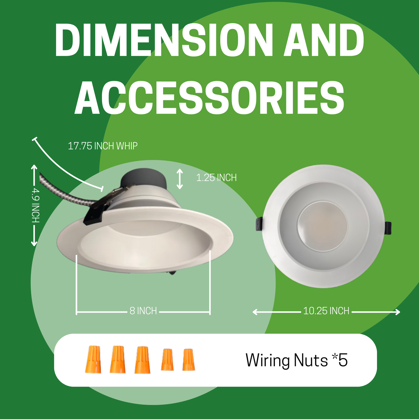 8" 35W COMMERCIAL RECESSED DOWNLIGHT 5WATTAGE TUNABLE 5CCT TUNABLE 27-50K 0-10V DIMMING 120-277V - AHA Lighting LED