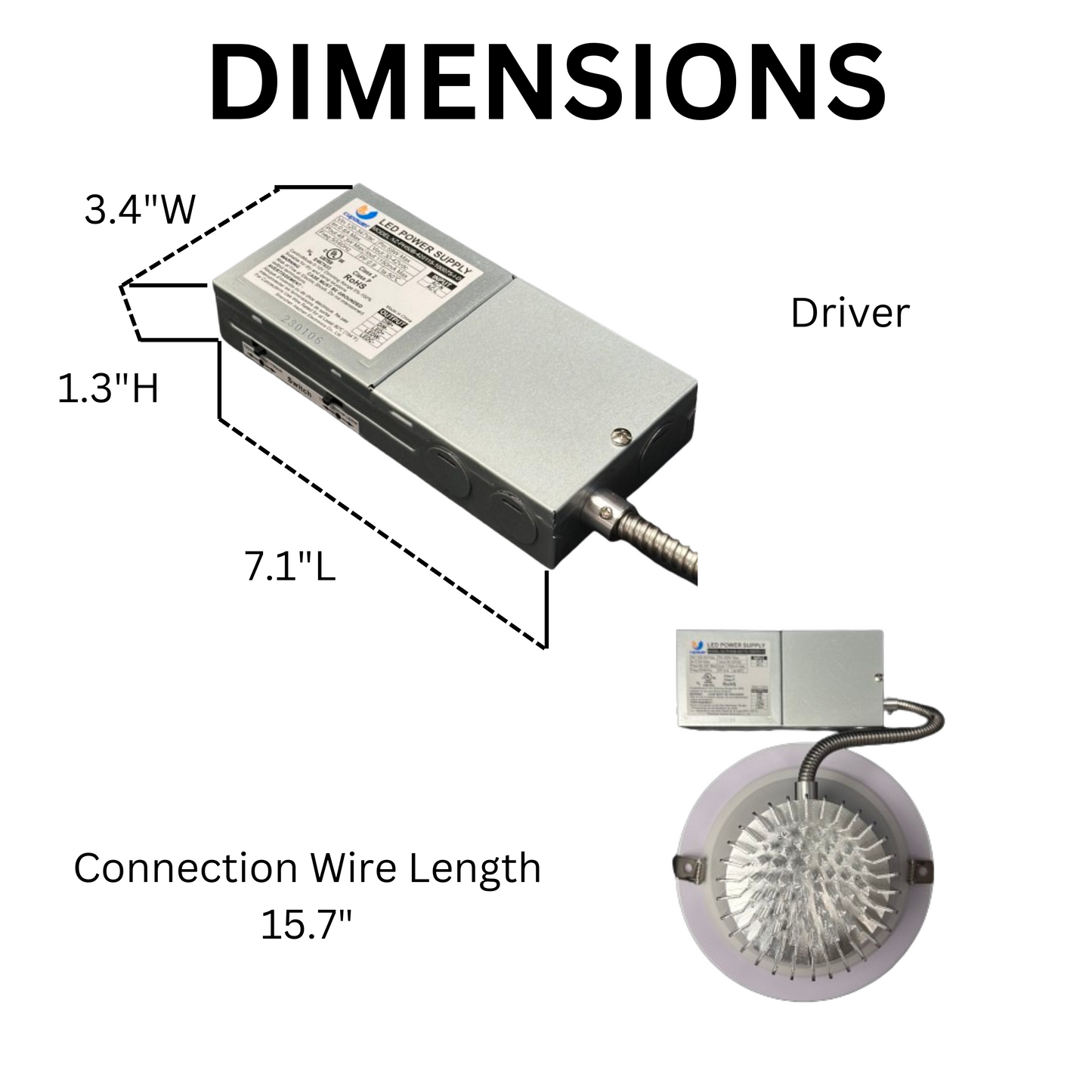 8" ARCHITECTURAL DOWNLIGHT UP TO 5000LM WATTAGE CCT TUNABLE 3000/4000/5000K 0-10V DIMMING 100-277V J-BOX - AHA Lighting LED