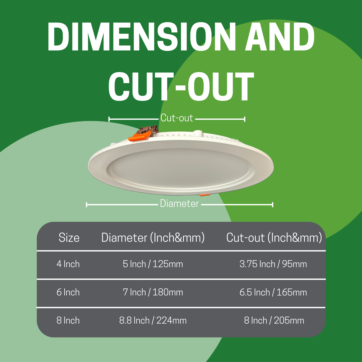 8" 18W ULTRA SLIM LED DOWNLIGHT, 3000K/4000K/5000K CCT TUNABLE, 1,300 LUMENS, 120-270V - AHA Lighting LED
