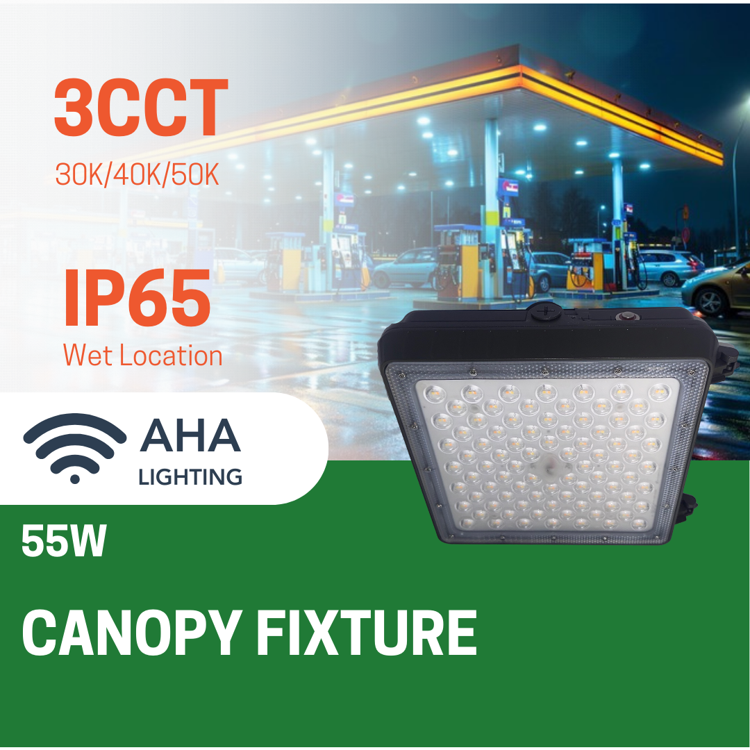 LOW PROFILE CANOPY, 25/45/55W TUNABLE 3000K/4000K/5000K CCT TUNABLE - AHA Lighting LED