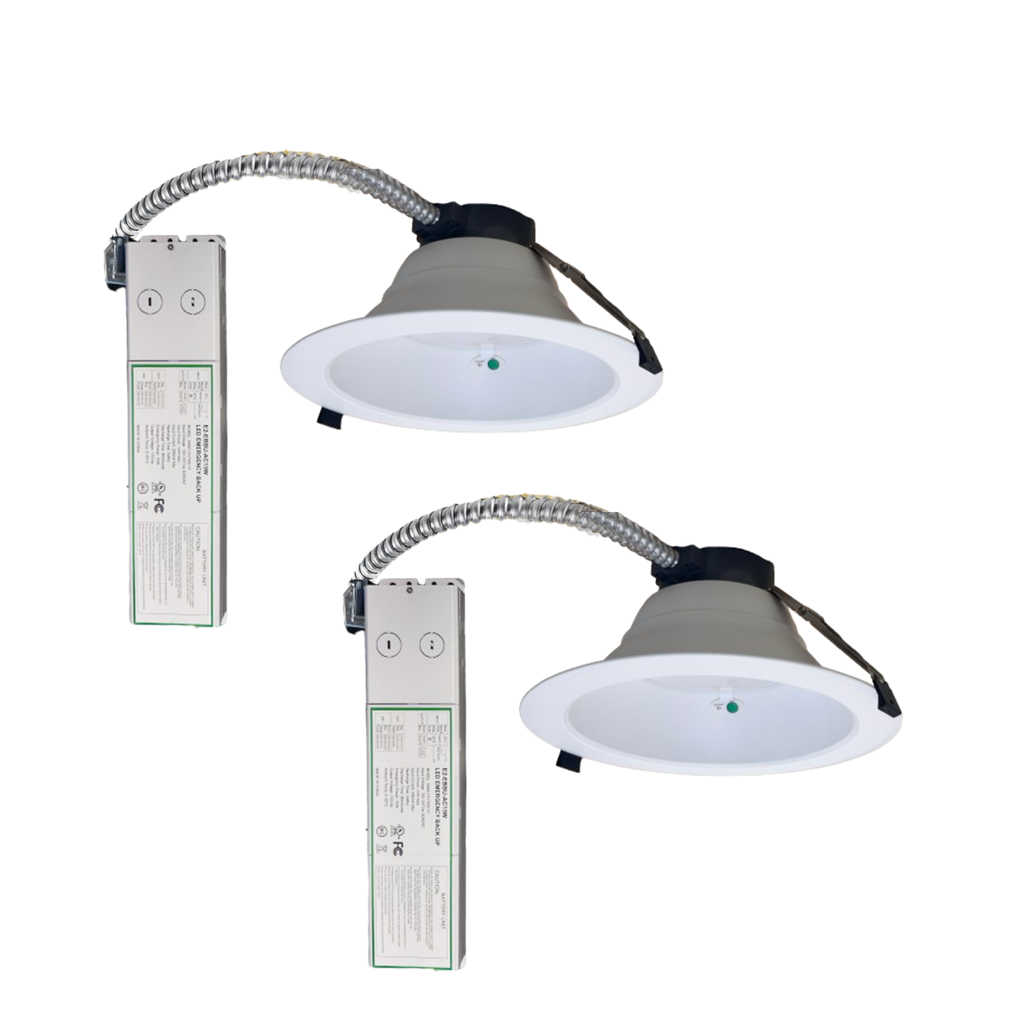 8" 12W/16W/22W WATTAGE TUNABLE COMMERCIAL LED DOWNLIGHT, 3000K/4000K/5000K CCT TUNABLE, 15W EMERGENCY BATTERY BACKUP, 1200-2200LM, 120-277V (2-PACK) - AHA Lighting LED