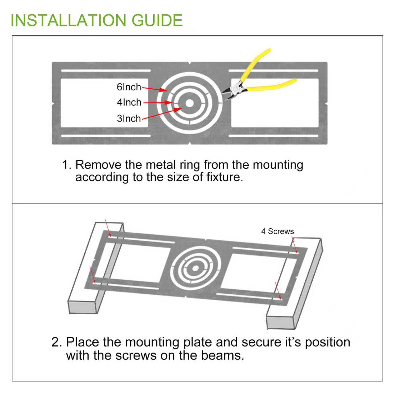 AHA LIGHTING New Construction Pre-Mounting Plate | 24-Pack | 3/4/6 Inch