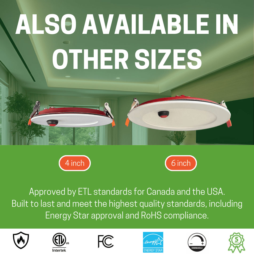 AHA LIGHTING Fire Rated 6" 16W Dimmable LED Down Light | Retrofit LED Recessed Light | Emergency Battery B… – Size Comparison