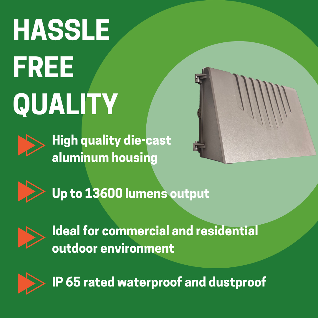 FULL CUTOFF WALL PACK 80W WITH PHOTOCELL SENSOR CCT TUNABLE 3000K/4000K/5000K OUTDOOR FIXTURE - AHA Lighting LED