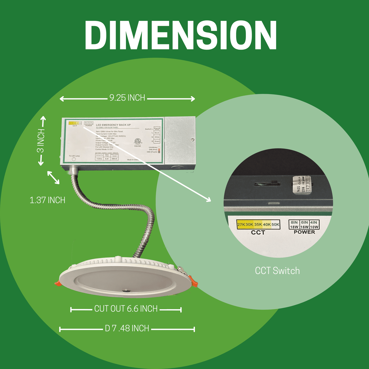 AHA LIGHTING 2 Pack 6" 16W Dimmable LED Down Light | Retrofit LED Recessed Light | Emergency… – Dimensions and Mounting Specs