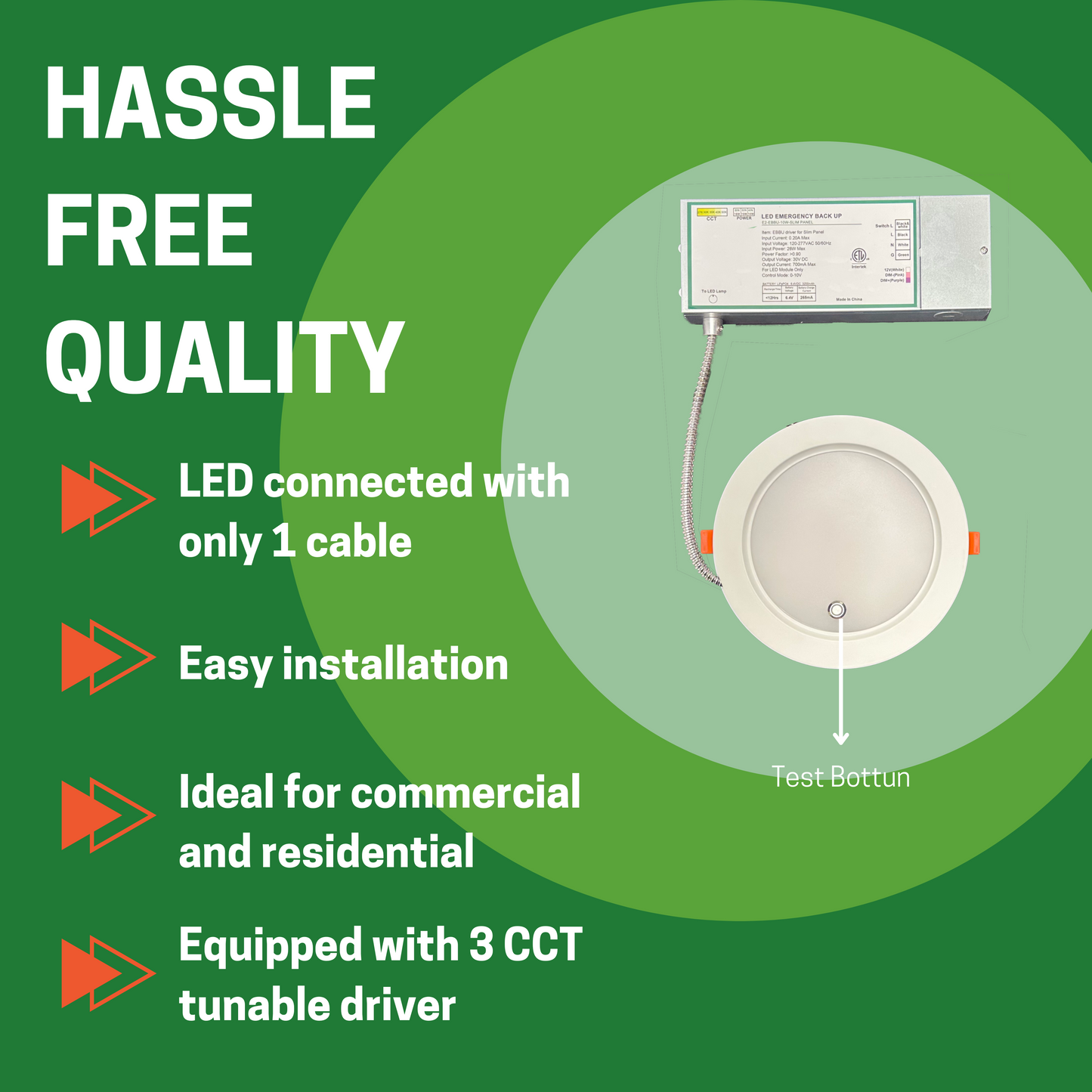 6" 16W ULTRA SLIM LED DOWNLIGHT, 2700K/3000K/3500K/4000K/5000K CCT TUNABLE, 10W EMERGENCY BATTERY BACKUP, 100-277V (2-PACK) - AHA Lighting LED