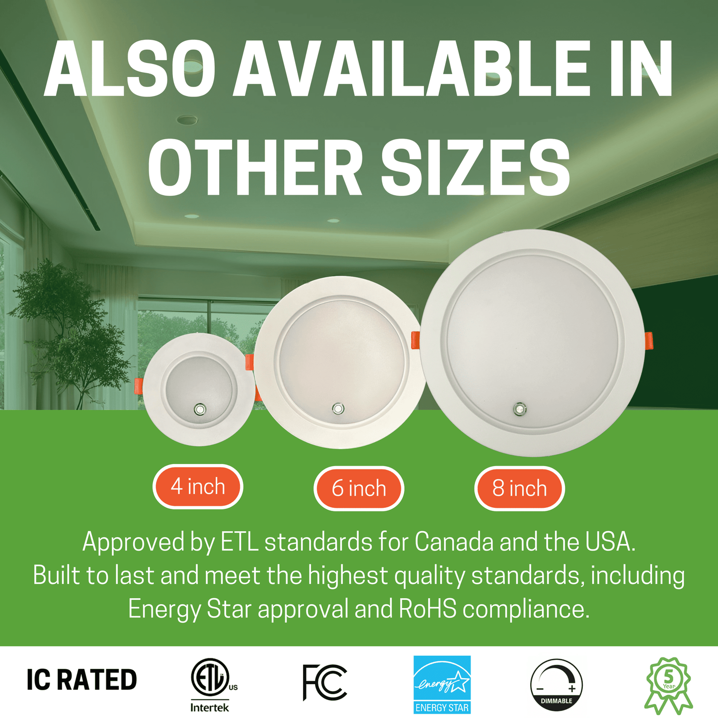 AHA LIGHTING 2 Pack 8" 18W Dimmable LED Down Light | Retrofit LED Recessed Light | Emergency Battery Backu… – Size Comparison