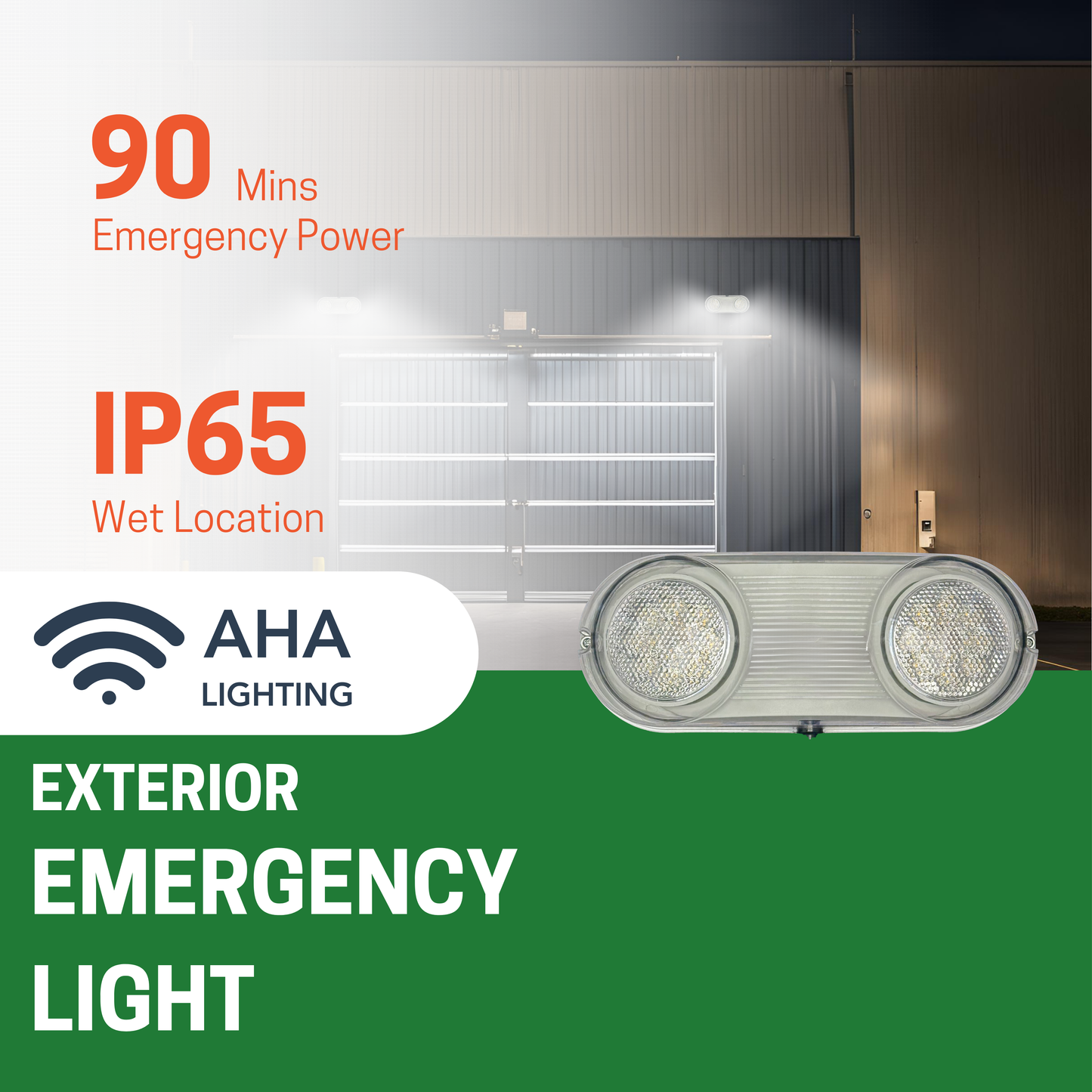 OUTDOOR DUAL HEAD EMERGENCY SIGN IP65 WATERPROOF, ADJUSTABLE LIGHTING ANGLE - AHA Lighting LED
