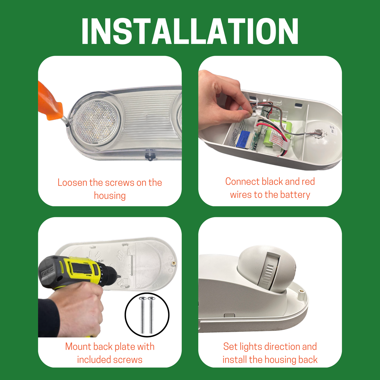 OUTDOOR DUAL HEAD EMERGENCY SIGN IP65 WATERPROOF, ADJUSTABLE LIGHTING ANGLE - AHA Lighting LED