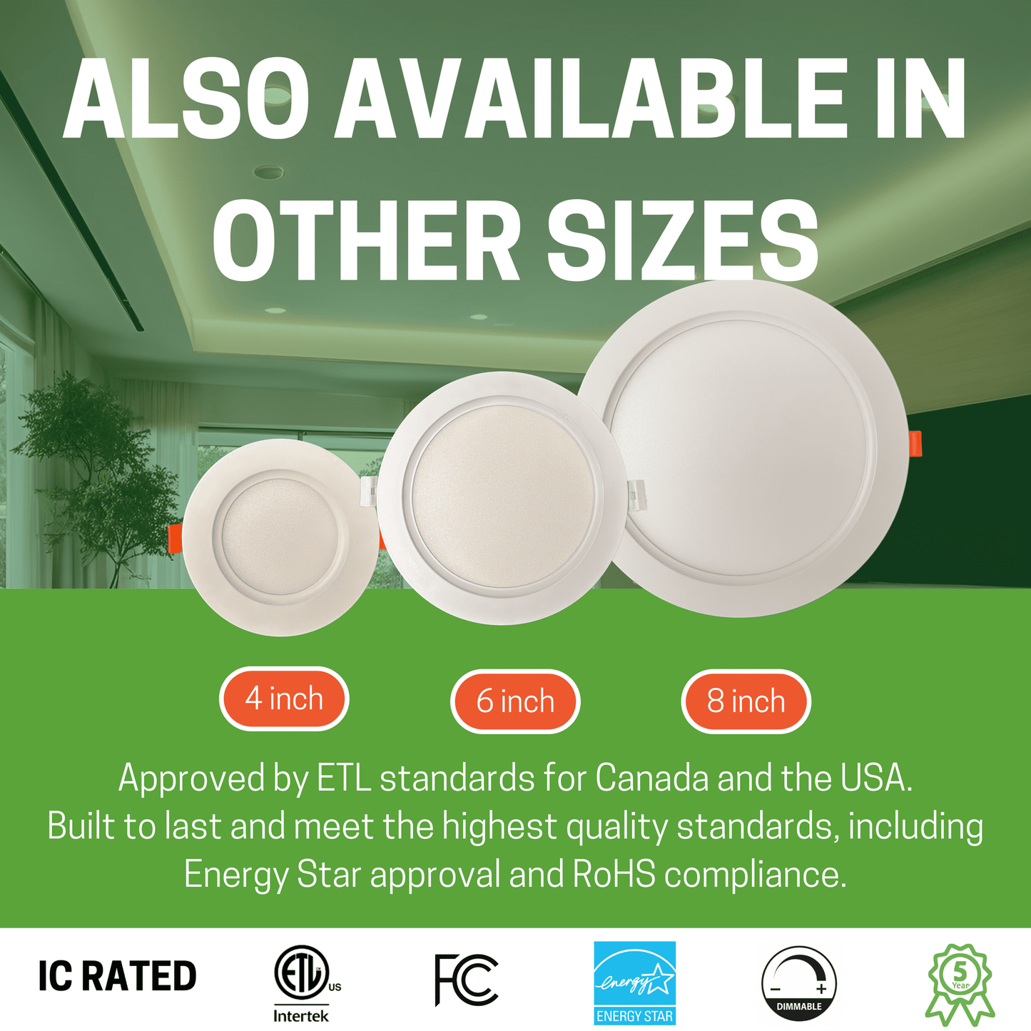 AHA LIGHTING 4" 9W Dimmable LED Down Light | Retrofit LED Recessed Light | Slim Canless LED Downlight | 3C… – Size Comparison