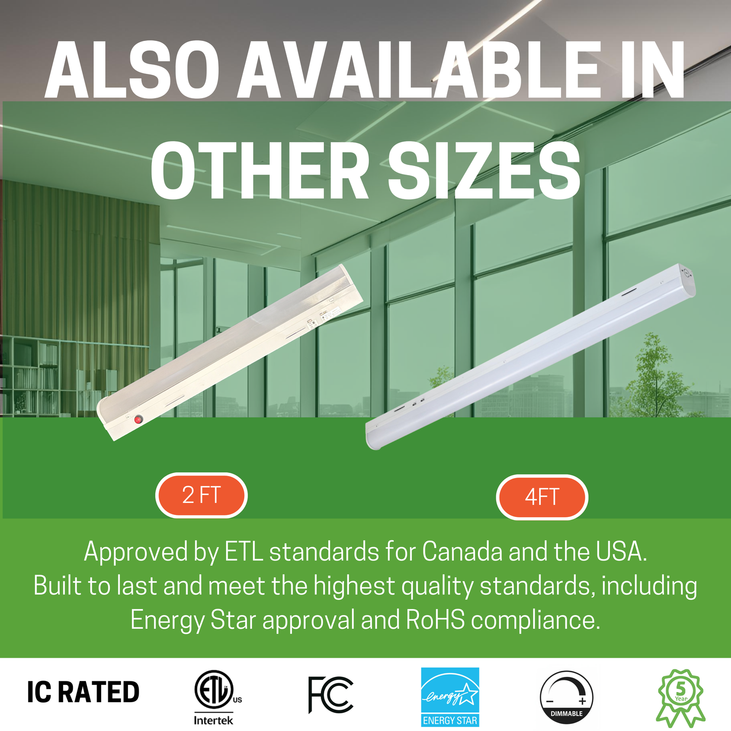 4FT LINEAR STRIP WITH EMERGENCY BATTERY BACKUP 10W FOR 90 MINS 6CCT AND 5WATTAGE TUNABLE 120-277V - AHA Lighting LED