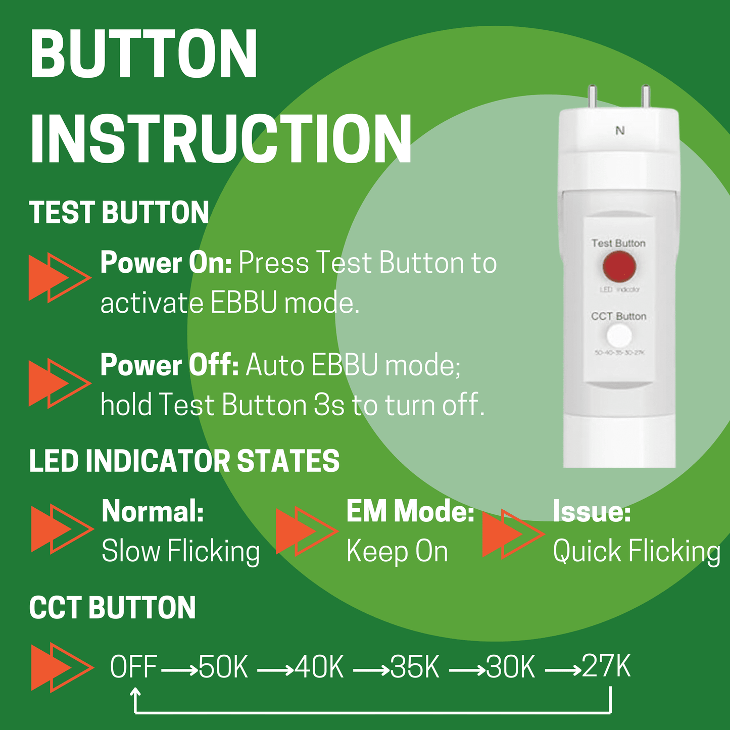 5 Pack 4ft T8 Tube 180 Minute Emergency Battery Backup LED 18W 2300LM CCT Tunable Always On - AHA Lighting LED