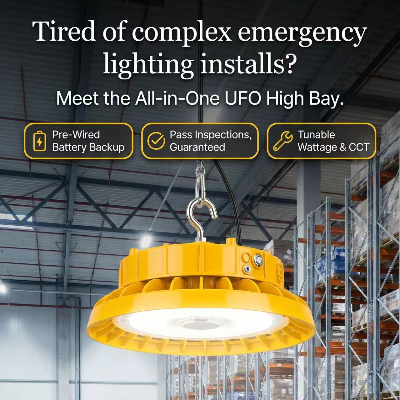 Lighting with Pre-Wired Emergency Battery