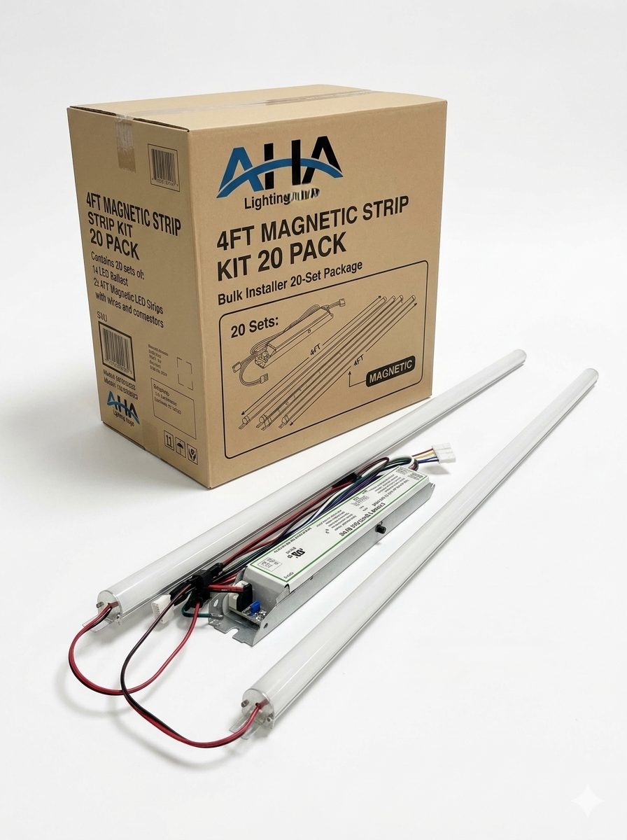 AHA LIGHTING 4ft LED Magnetic Linear Strip Retrofit Kit | 5,400 Lumens | 5000K Daylight | 40W | 20 Pack