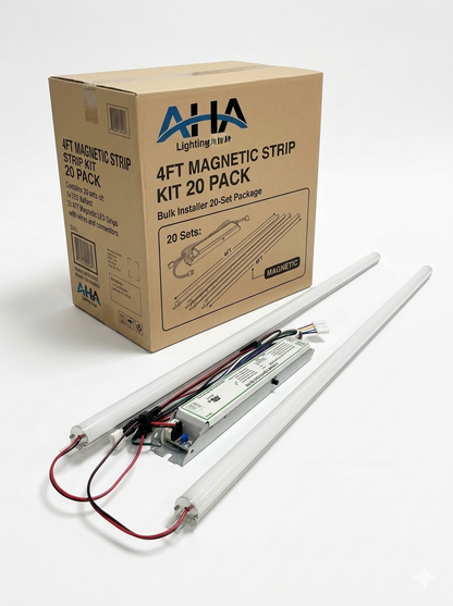AHA LIGHTING 4ft LED Magnetic Linear Strip Retrofit Kit | 5,400 Lumens | 5000K Daylight | 40W | 20 Pack