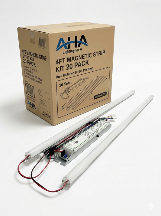 AHA LIGHTING 4ft LED Magnetic Linear Strip Retrofit Kit | 5,400 Lumens | 4000K | 120-277V |40W | 20 Pack