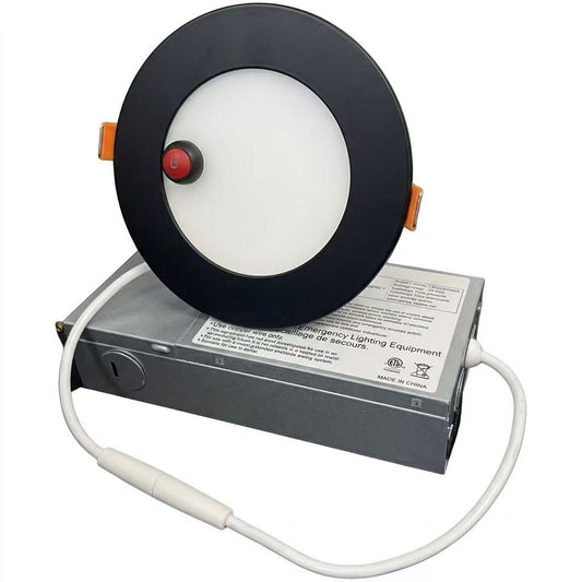 AHA LIGHTING 4" Black LED Slim Downlight with Emergency Battery Backup | 650 Lumens | 9W | 5 CCT Tunable | 100-277V