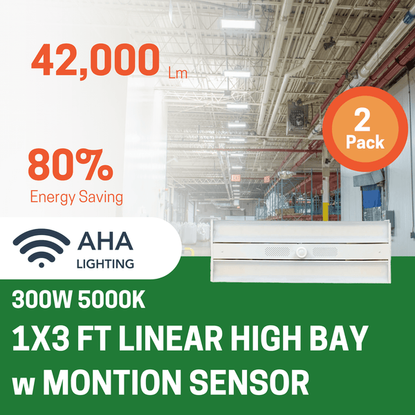 Modular Sensor Bay 2 PACK 300W LINEAR HIGH BAY W/ MOTION SENSOR – AHA Lighting LED