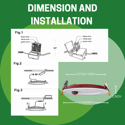 4" 9W FIRE-RATED LED DOWNLIGHT, 2-HOUR FIRE PROTECTION, 2700K/3000K/3500K/4000K/5000K CCT TUNABLE, 8W EMERGENCY BATTERY BACKUP - AHA Lighting LED