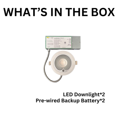 2 PACK 4" ARCHITECTURAL DOWNLIGHT WITH EMERGENCY BATTERY BACKUP 16/20/24W & 5CCT TUNABLE 0-10V DIMMING 100-277V ALL-IN-ONE J-BOX - AHA Lighting LED