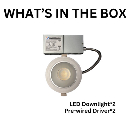 2 PACK 4" ARCHITECTURAL DOWNLIGHT UP TO 2,000LM CCT TUNABLE 3000/4000/5000K 0-10V DIMMING 100-277V J-BOX - AHA Lighting LED