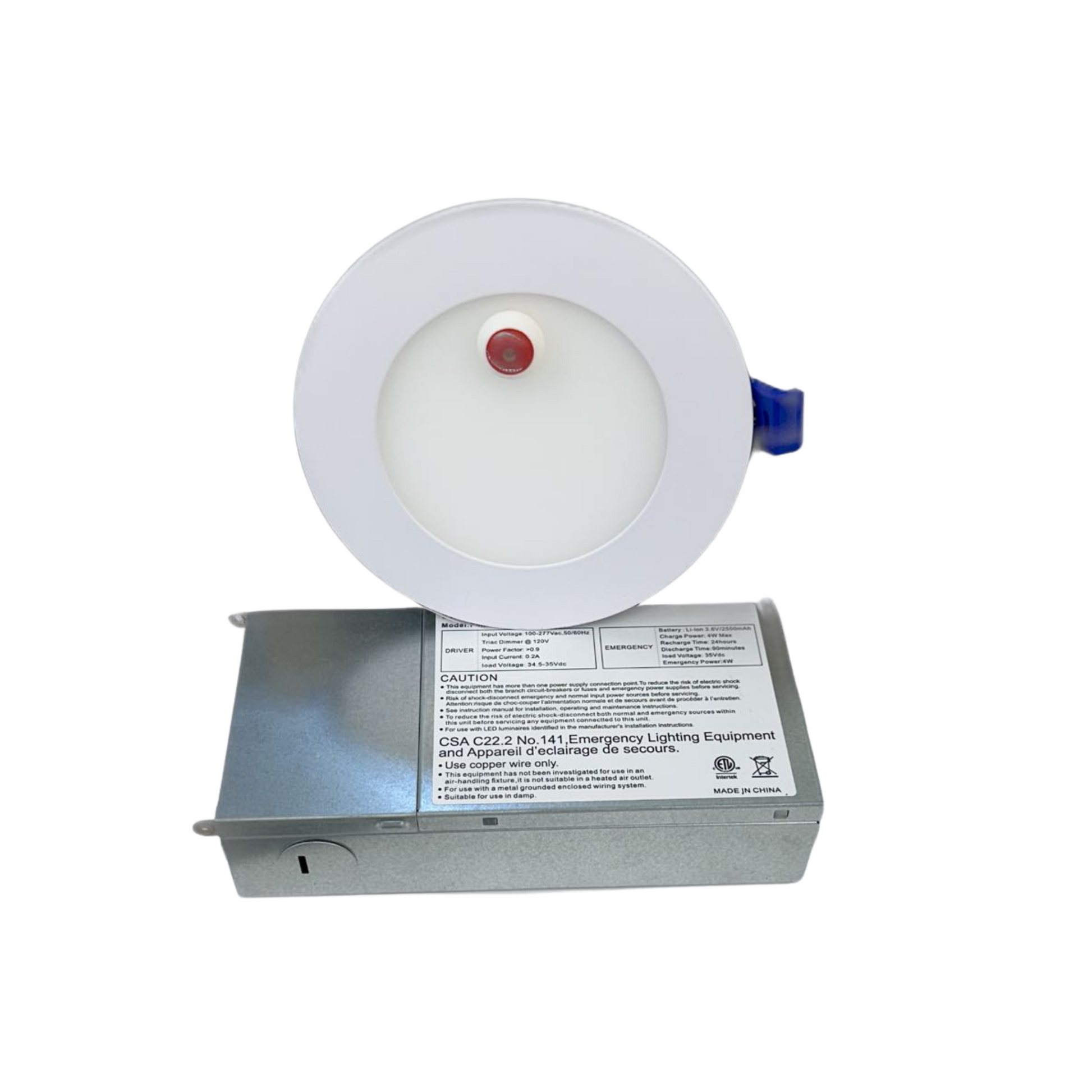 4" 9W SLIM DOWNLIGHT WITH 4W EMERGENCY BATTERY BACKUP 2700/3000/3500/4000/5000K CCT TUNABLE - AHA Lighting LED