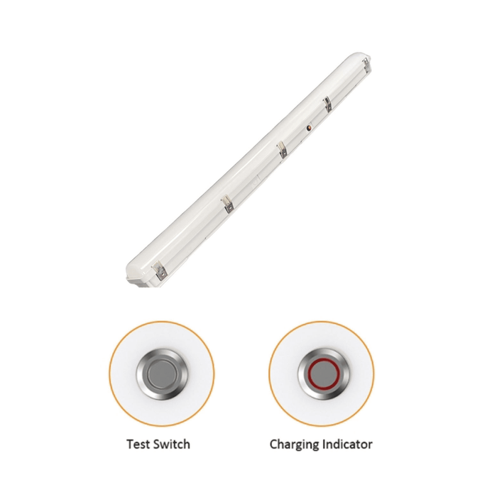 AHA LIGHTING 4ft LED Vapor Tight Light with Emergency Battery Backup | Up to 6,200 Lumens | 3 Wattage Tunable | 100-277V