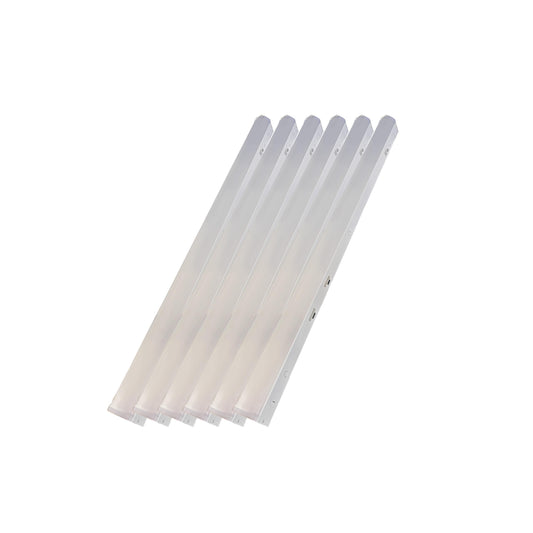 4ft LED linear strip with 90-min emergency battery, 5CCT, 20–40W selectable, white housing