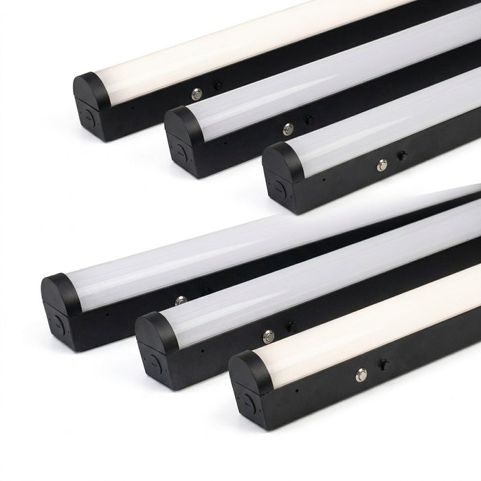 AHA LIGHTING 4ft LED Architectural Linear Strip with Emergency Battery Backup | 20W-40W Wattage Tunable | 5 CCT Tunable 3000K-6500K | 120-277V | 6 Pack