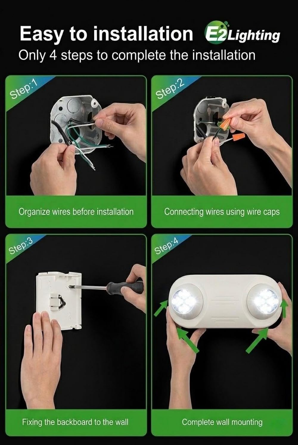 AHA LIGHTING Indoor Super Bright Emergency Light | 1590lm  | 90-Min Battery Backup | 120-277V | Wall Mount
