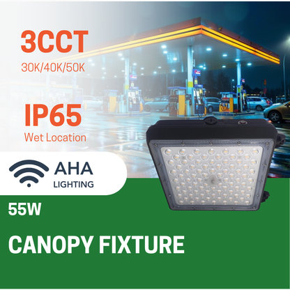 LOW PROFILE CANOPY, 25/45/55W TUNABLE 3000K/4000K/5000K CCT TUNABLE - AHA Lighting LED