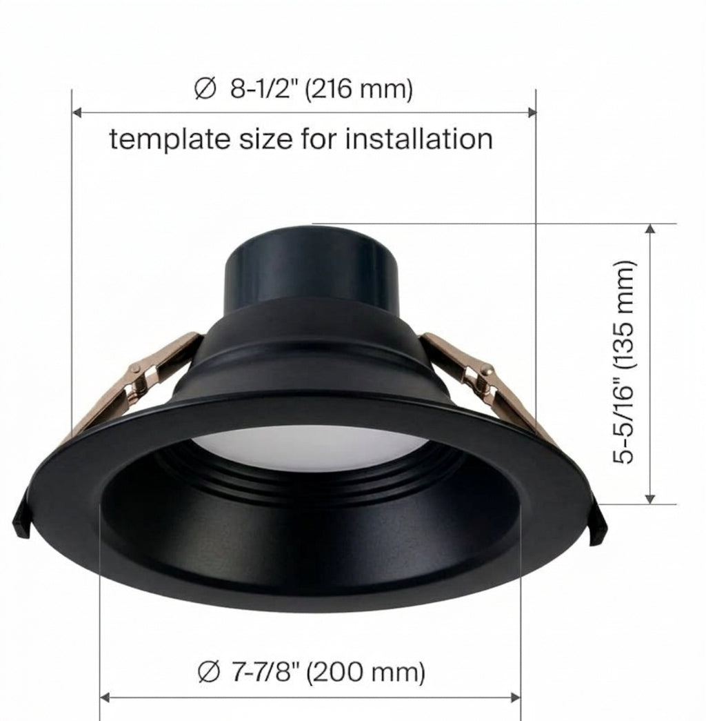 AHA LIGHTING 8" Black Trim Commercial LED Downlight | Up to 3,500 Lumens | 5 Wattage Tunable | 5 CCT Tunable | 120-277V (Copy)