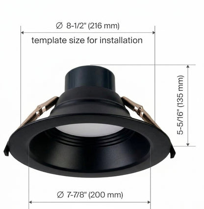AHA LIGHTING 8" Black Trim Commercial LED Downlight | Up to 3,500 Lumens | 5 Wattage Tunable | 5 CCT Tunable | 120-277V (Copy)
