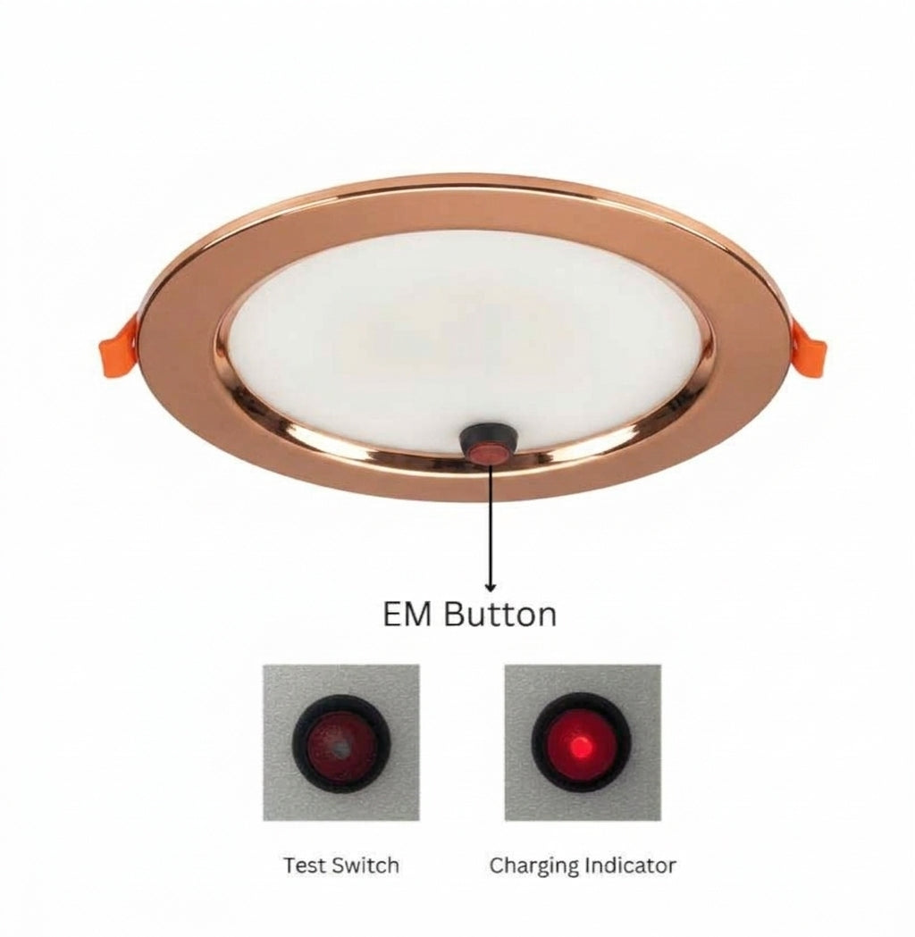 AHA LIGHTING 6" LED Slim Downlight with Emergency Battery Backup | 1000 Lumens | 12W | 5 CCT Tunable | Copper