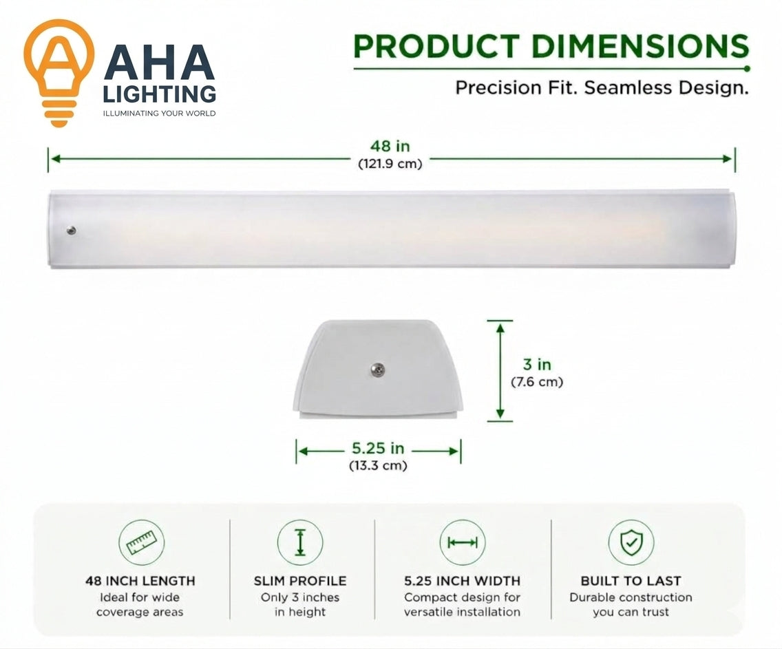 AHA LIGHTING 4ft LED Wraparound Light with Emergency Battery Backup | Up to 5,800 Lumens | 46W | 3 CCT Tunable | 120-277V