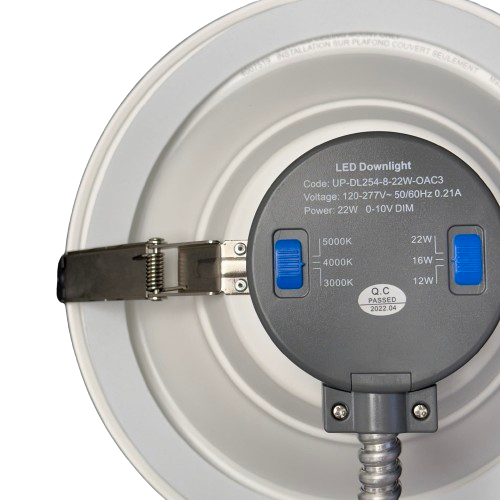 6" Architectural Downlight With Emergency Battery Backup 16/20/24W & 5CCT Tunable 0-10V Dimming 100… – CCT and Wattage Switch