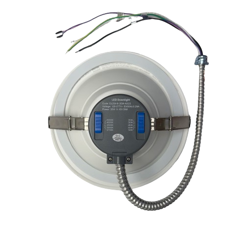 8" 35W Commercial Recessed Downlight 5wattage Tunable 5CCT Tunable 27-50K 0-10V Dimming 120-277V – Rear View