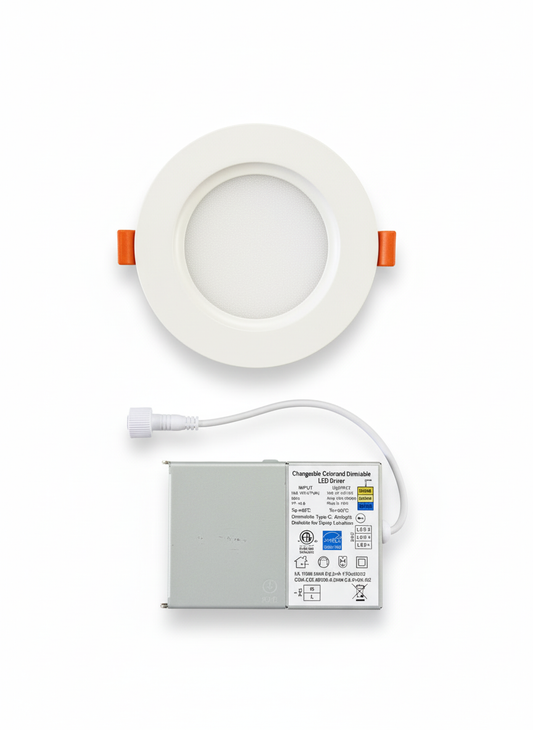 4" 9W Ultra Slim LED Downlight, 3000/4000/5000K CCT Tunable, 630 Lumens, 120-270V