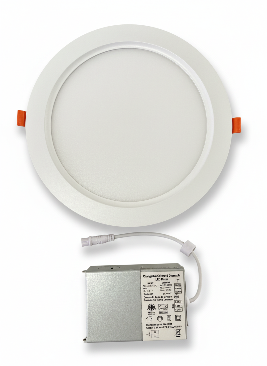 8" 18W Ultra Slim LED Downlight, 3000/4000/5000K CCT Tunable, 1,300 Lumens, 120-270V