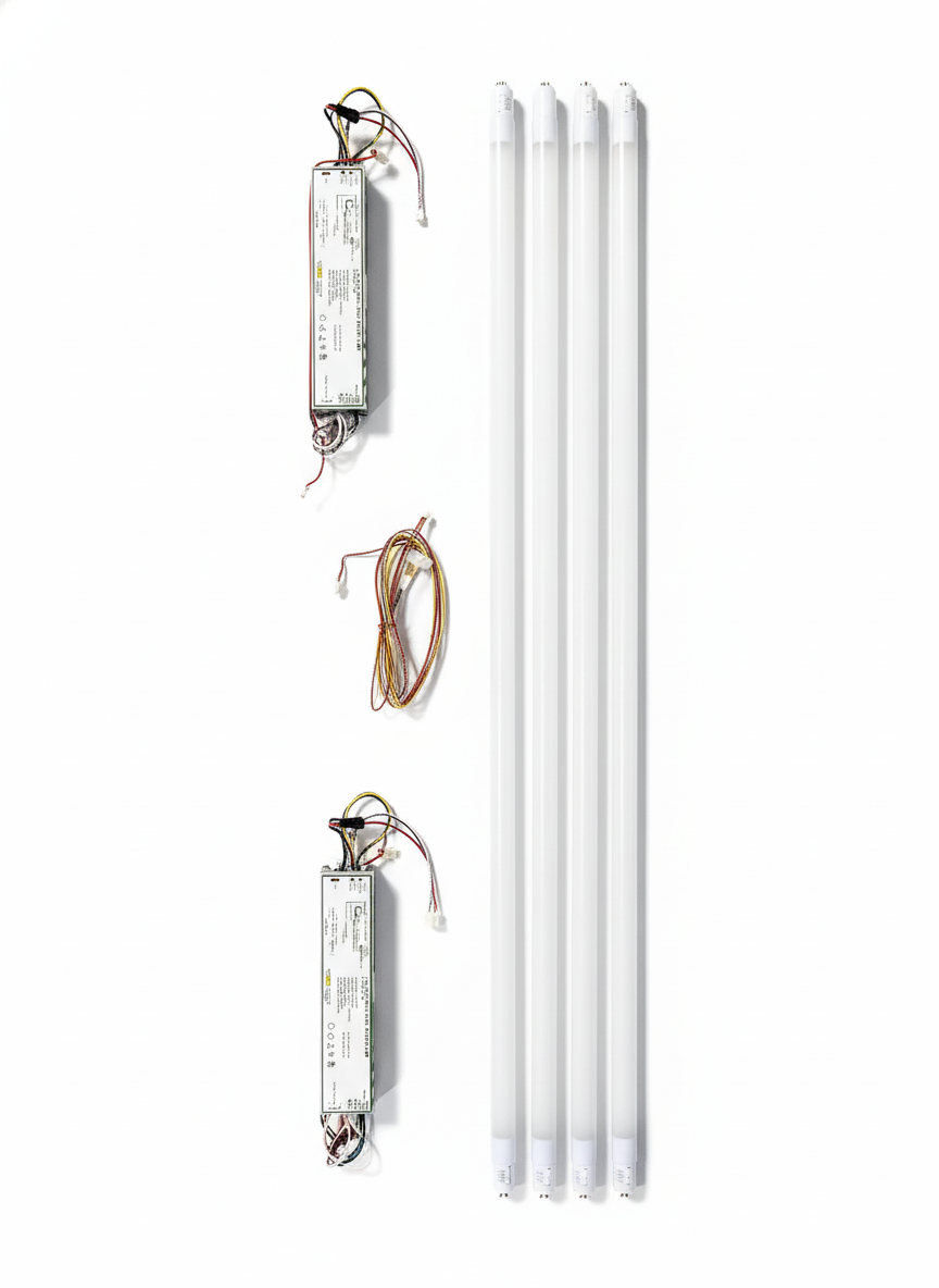 2 Pack 4ft Emergency T8 Type C Configuration Light Kit with Battery Driver, 2 Tube &1 Driver, 90 Min Backup Power
