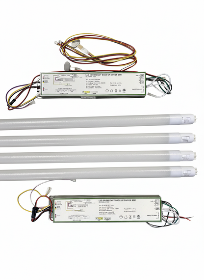 2 Pack 4ft Emergency T8 Type C Configuration Light Kit with Battery Driver, 2 Tube &1 Driver, 90 Min Backup Power