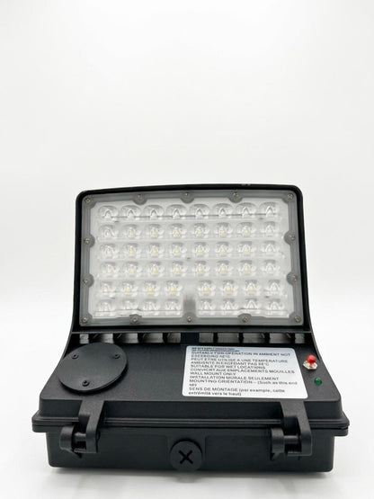 40W Full Cutoff Dark Sky Wall Pack, 5000K CCT, Integrated Photocell, Emergency Battery Backup