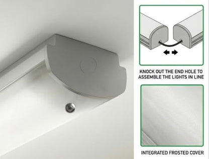 AHA LIGHTING 4ft LED Wraparound Light with Emergency Battery Backup | Up to 5,800 Lumens | 46W | 3 CCT Tunable | 120-277V