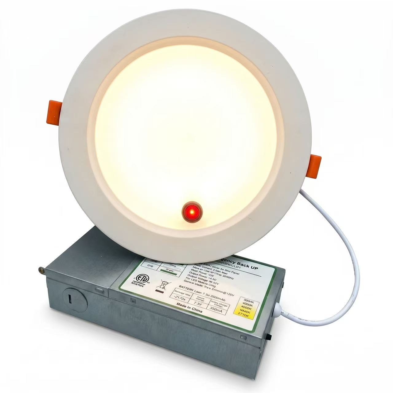 AHA Lighting 6” Down Light with Emergency Battery Backup 1200Lm 100-277V Triac Dimming 2700-5000K 5X CCT Tunable